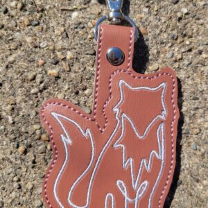 Continuous Line Full Fox Fob ITH in the hoop fob Digital Download for Machine Embroidery Pattern, Design (4×4 Hoop)