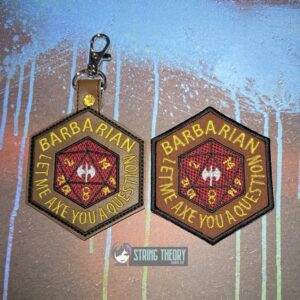 Barbarian Axe Question ITH fob patch machine embroidery design