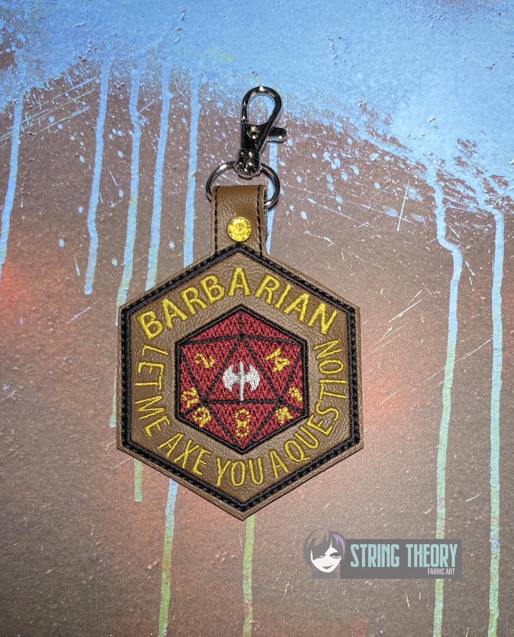 Barbarian Axe Question ITH fob patch machine embroidery design