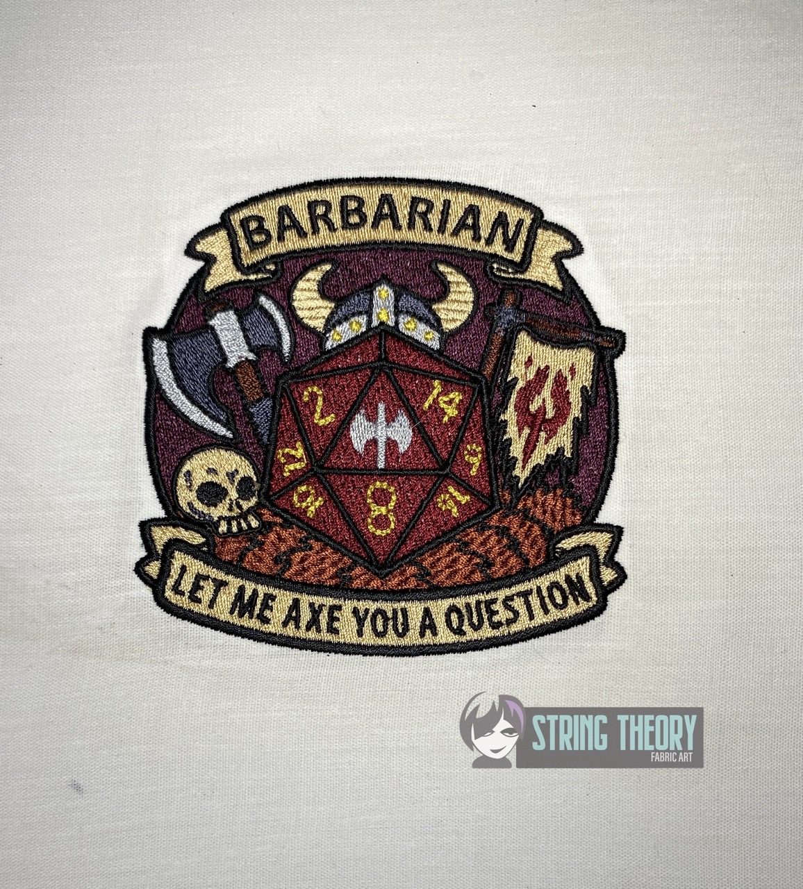 Barbarian Let Me Axe You a Question machine embroidery design