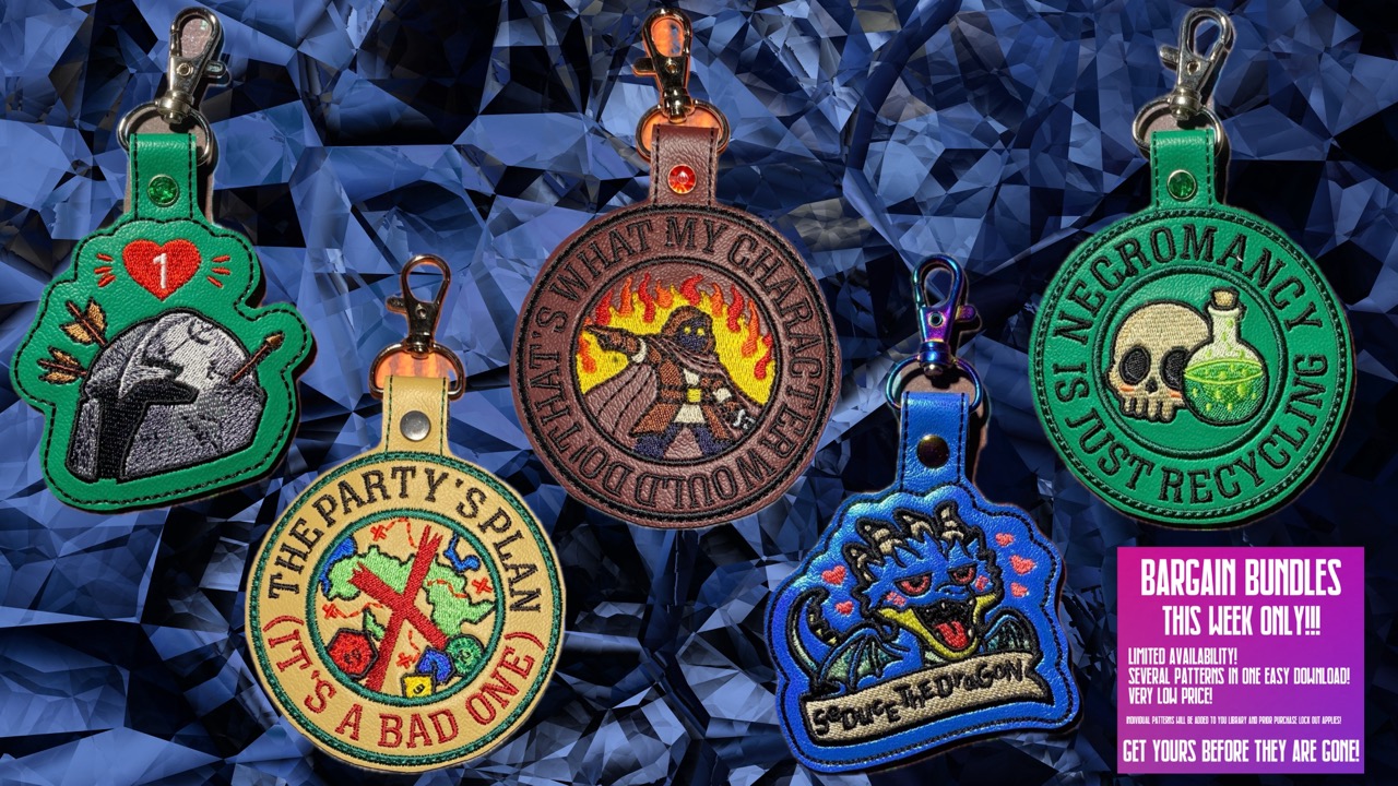 DND Fob Set ITH machine embroidery pattern bundle