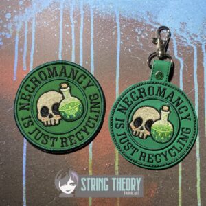 DND Necromancy Recycling ITH fob patch machine embroidery design