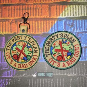 DND The Party's Plan ITH fob patch machine embroidery design