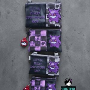 Split Front Chibi Gengar Fully Lined ITH Zip Bag Machine Embroidery Design