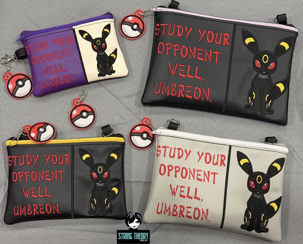 Split Front Chibi Umbreon Fully Lined ITH Zip Bag Machine Embroidery Design