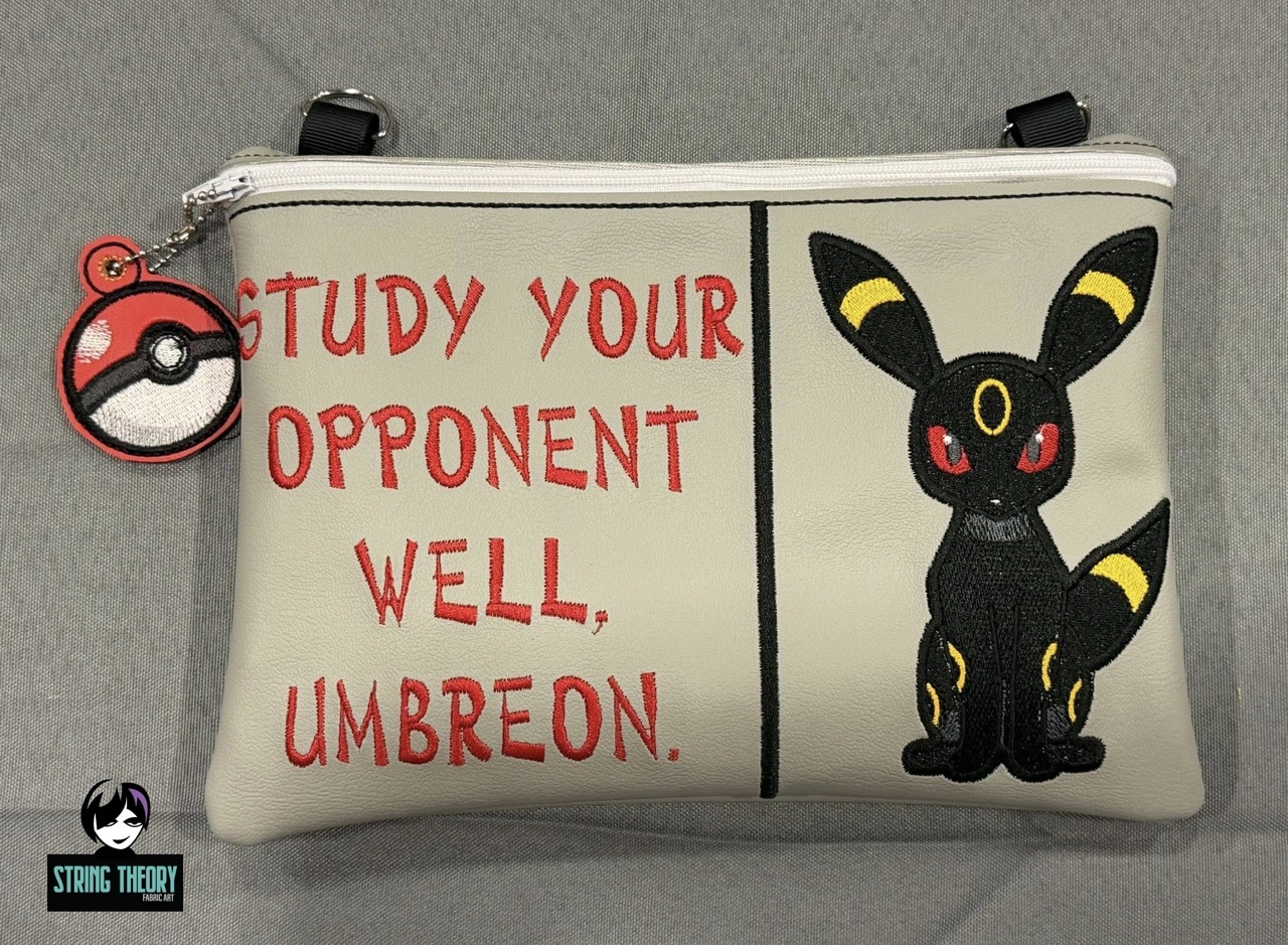 Split Front Chibi Umbreon Fully Lined ITH Zip Bag Machine Embroidery Design