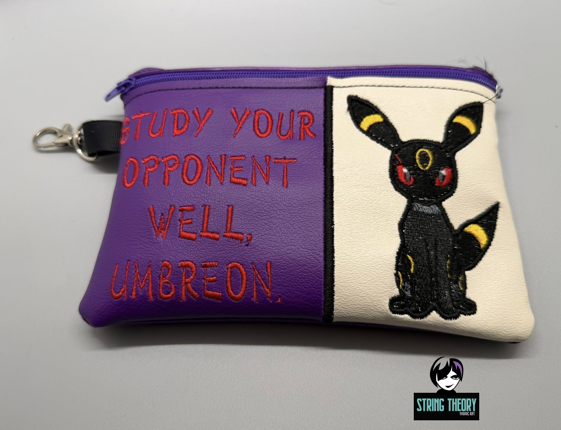 Split Front Chibi Umbreon Fully Lined ITH Zip Bag Machine Embroidery Design
