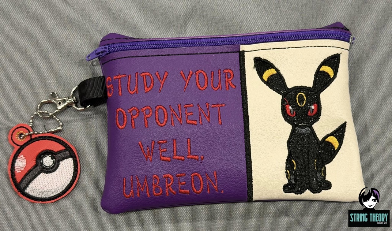 Split Front Chibi Umbreon Fully Lined ITH Zip Bag Machine Embroidery Design