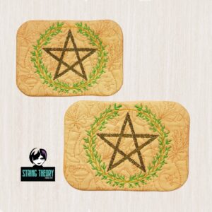 Practical Magic - Greenery Pentagram ITH Mug Rug Machine embroidery design