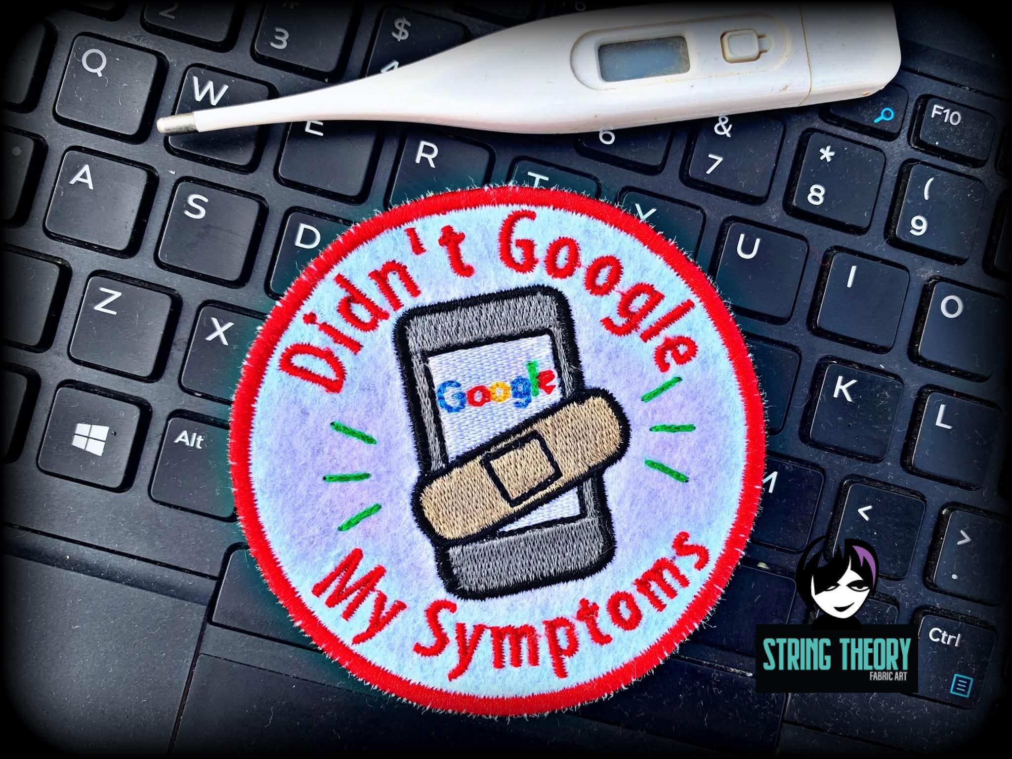 Adult Merit Badge Google My Symptoms ITH fob patch machine embroidery design
