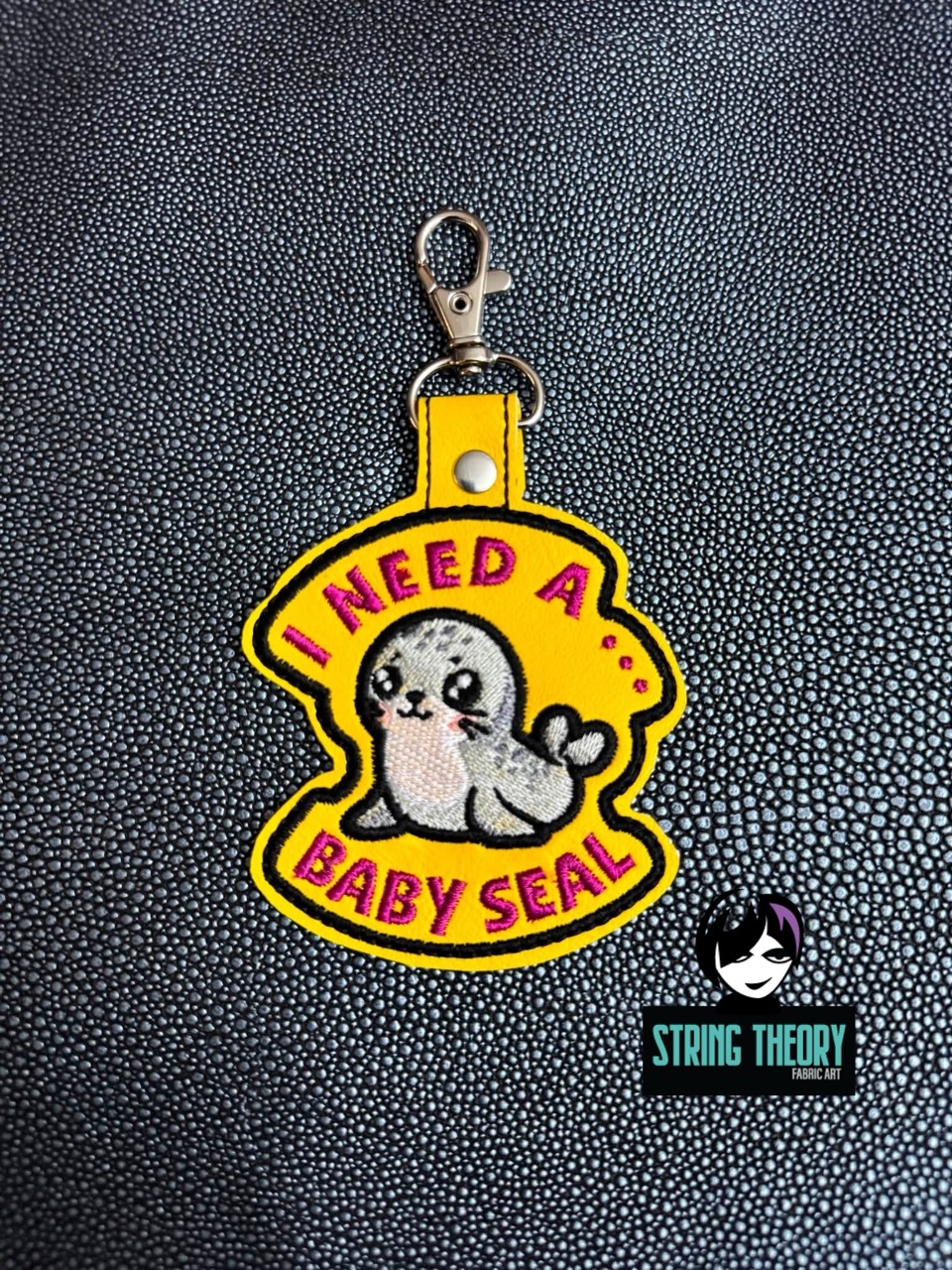 DCC I Need a Baby Seal fob patch ITH Machine Embroidery