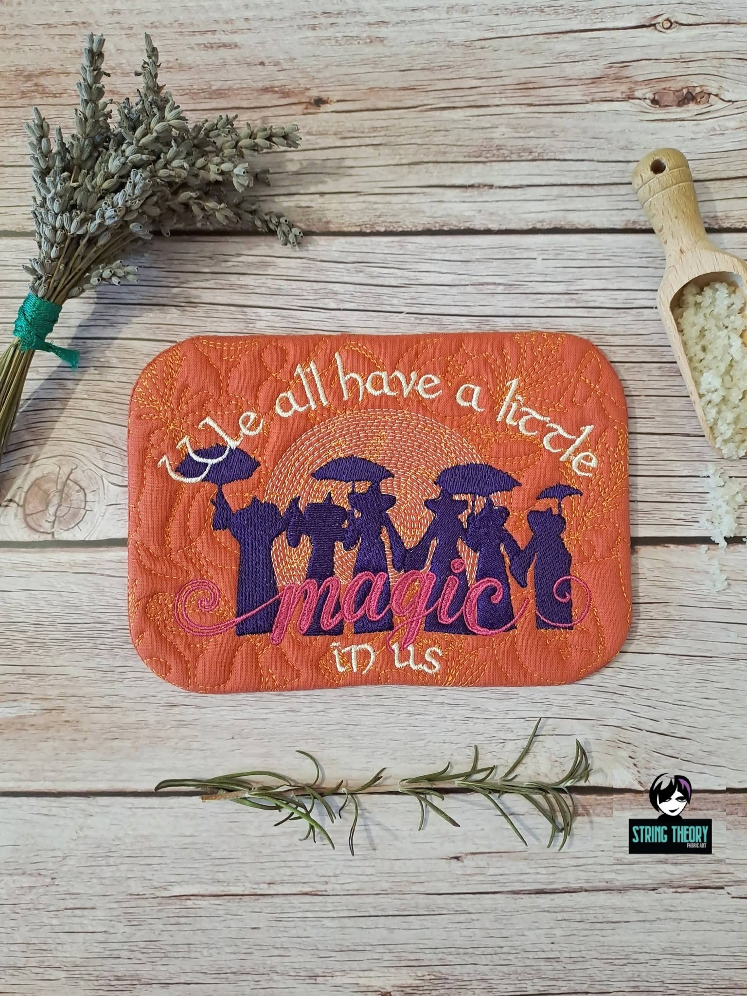 Practical Magic - We All Have a Little Witch in Us All Mug Rug ITH in the hoop Digital Download for Machine Embroidery Pattern, Design (5x7, 6x10 Hoop) - Image 4