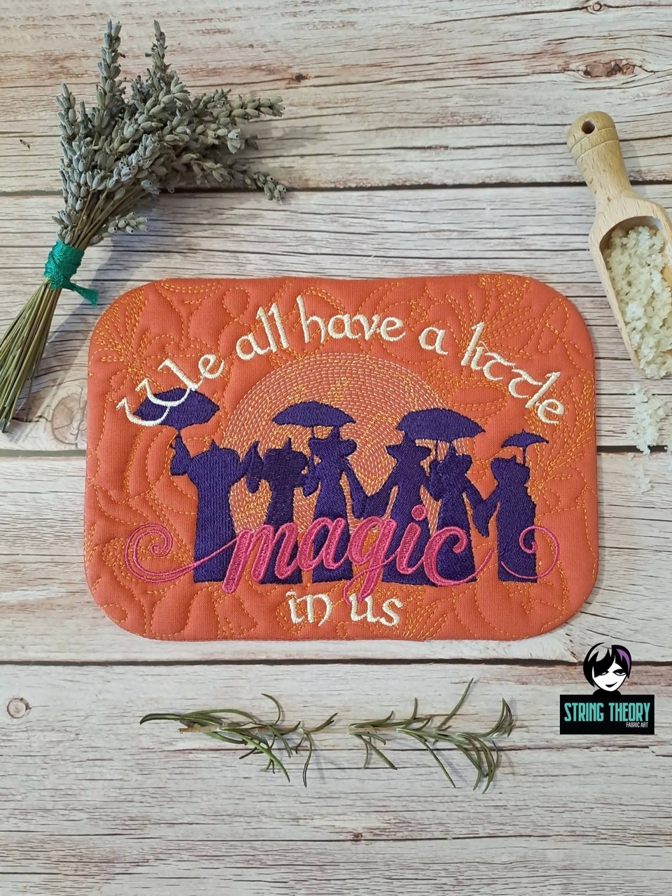 Practical Magic - A Little Witch ITH Mug Rug Embroidery Design