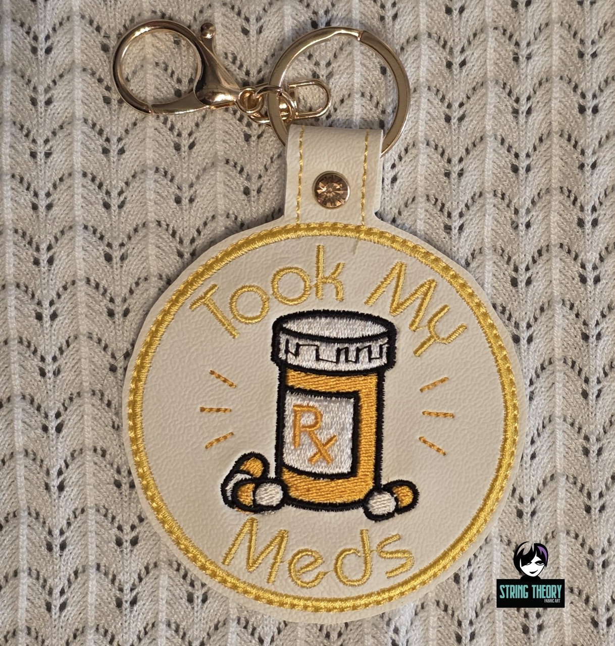 Adult Merit Badge Took My Meds ITH fob patch machine embroidery design