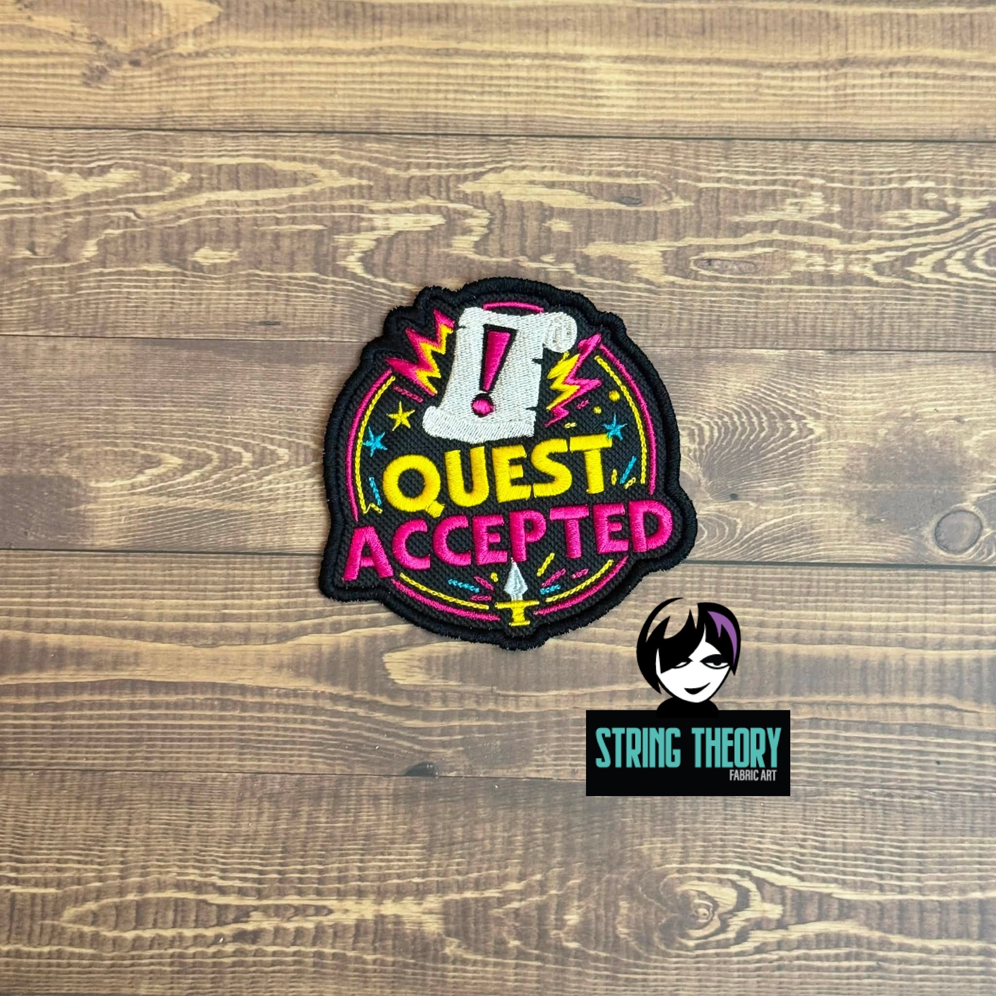 DCC Quest Accepted fob patch ITH Machine Embroidery Design