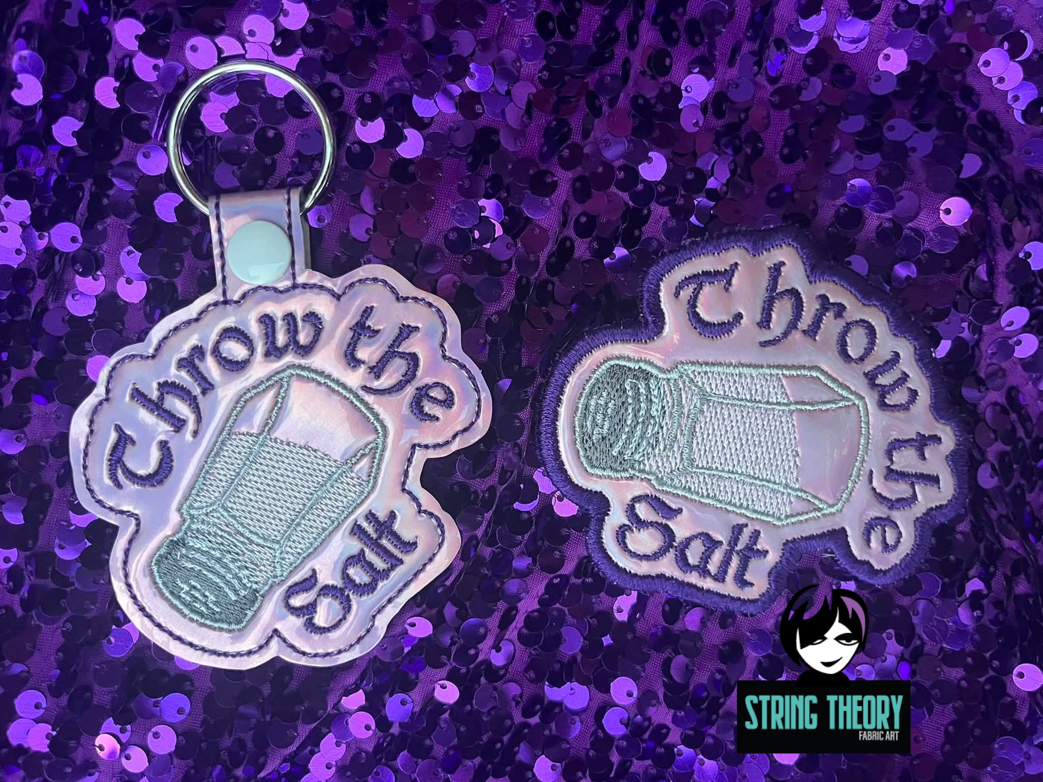 Practical Magic - Throw the Salt patch fob ITH Machine Embroidery Design