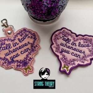 Practical Magic - Fall in Love patch fob ITH Machine Embroidery Design