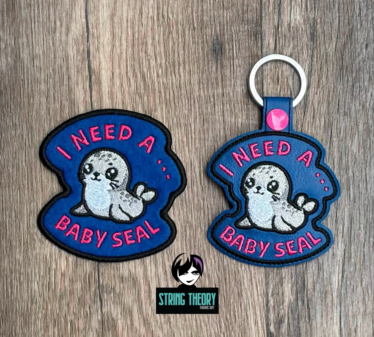 DCC I Need a Baby Seal fob patch ITH Machine Embroidery
