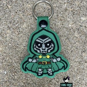 Chibi Dr. Doom Snap Tab Key Fob ITH Machine Embroidery Design