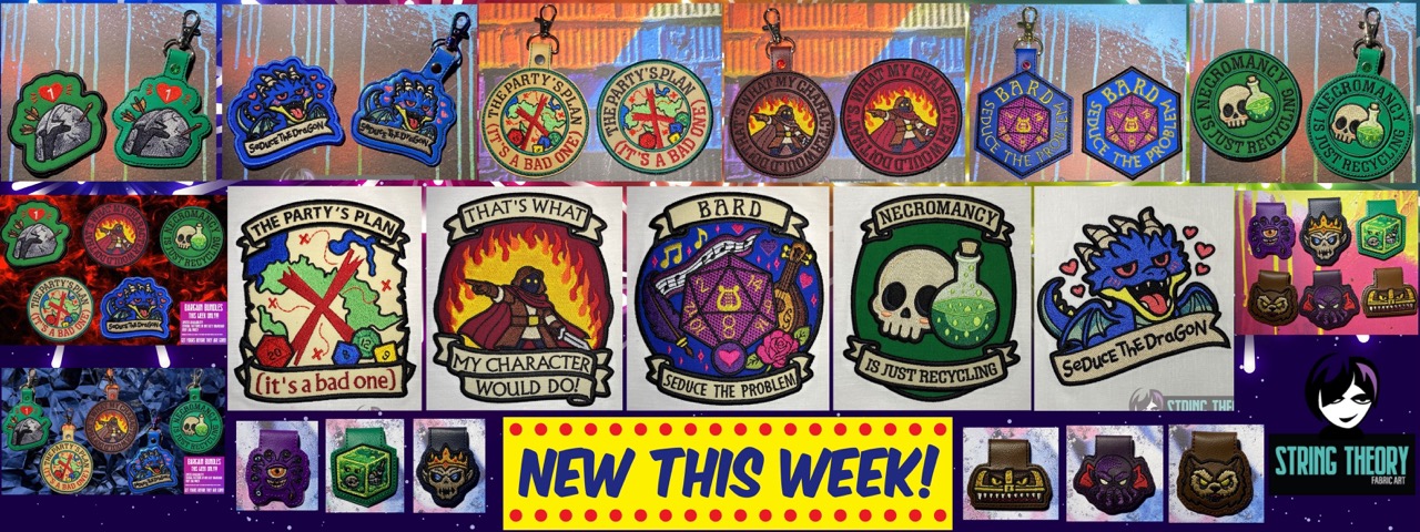 String Theory Fabric Art Machine Embroidery patterns - Dungeons & Dragons Drop 6
