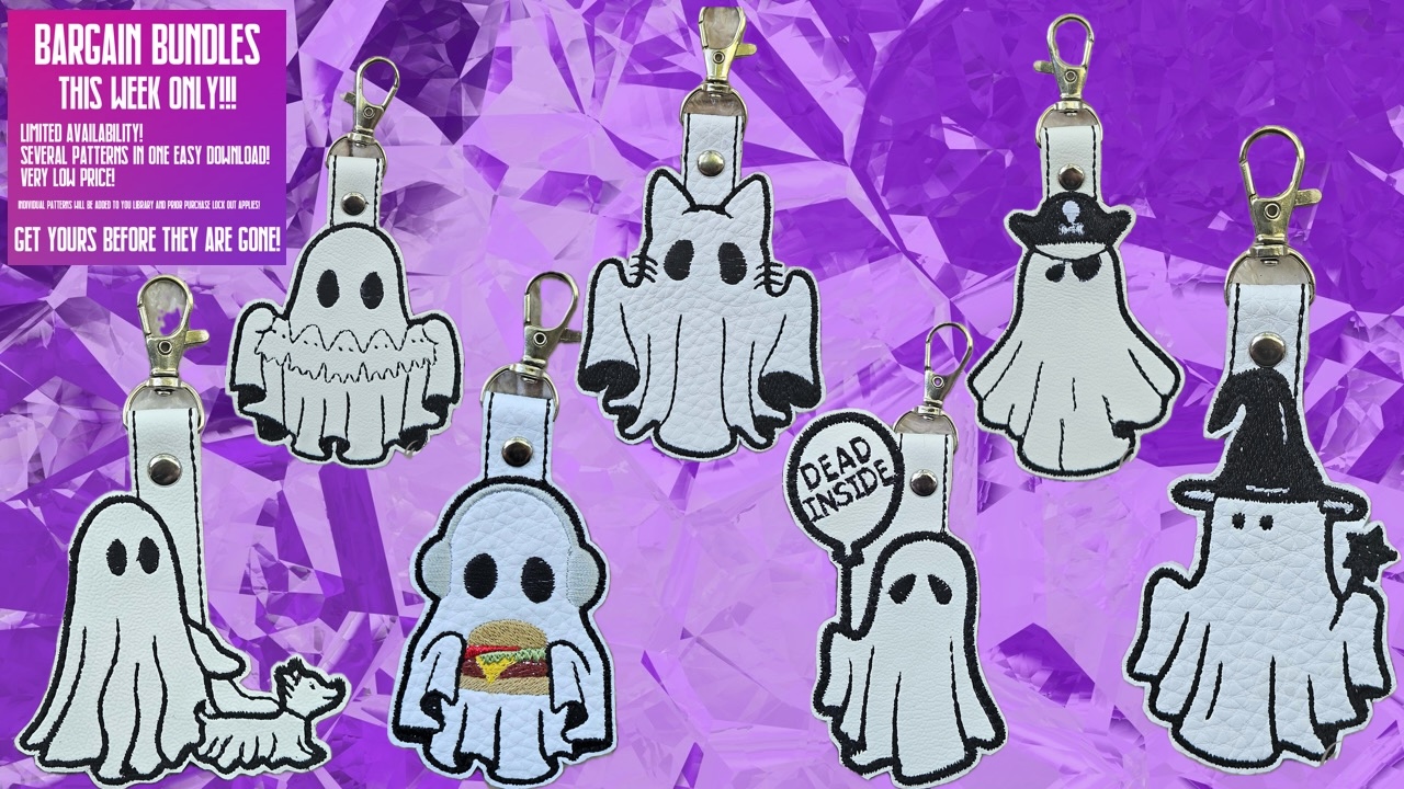 Ghost fob set machine embroidery bundle