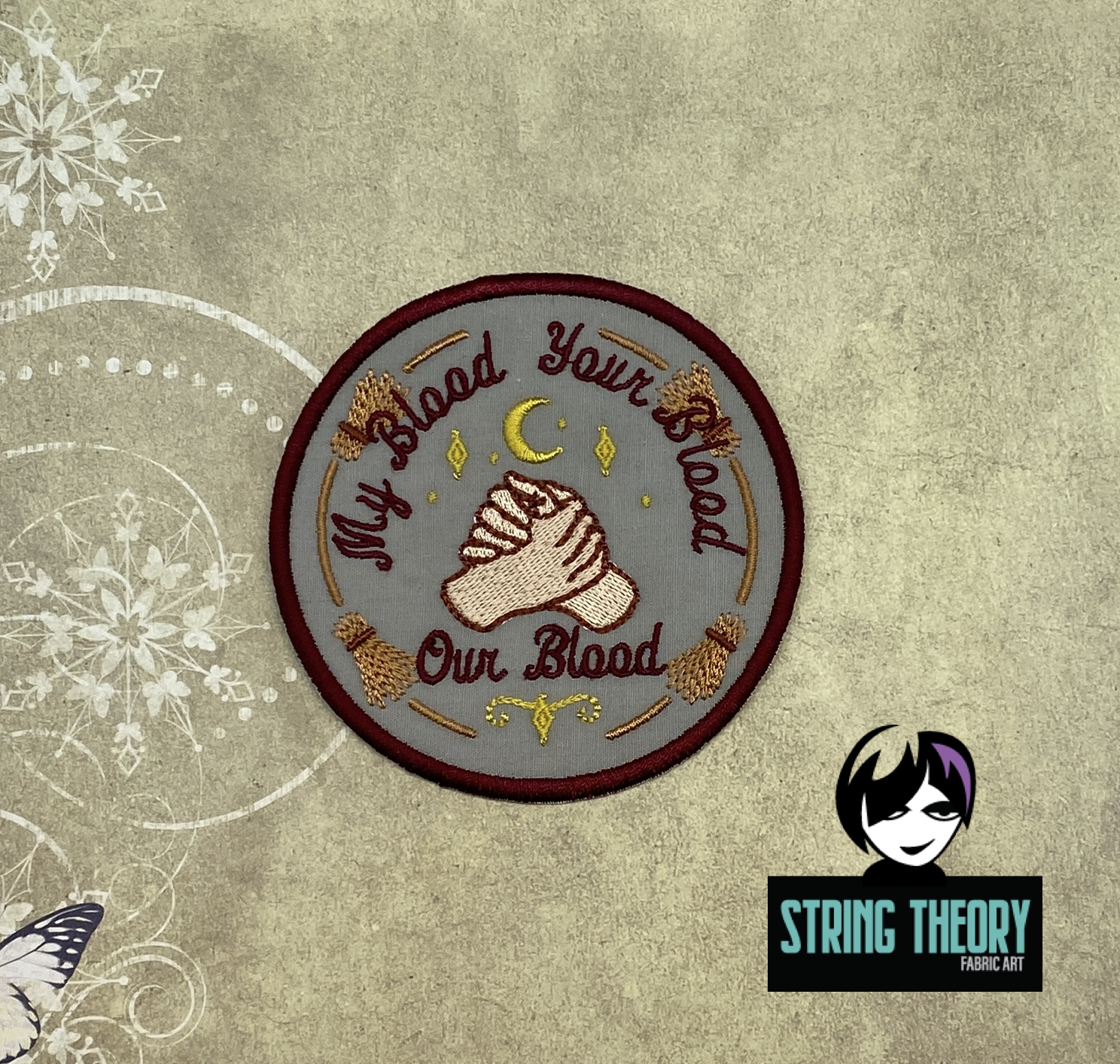 Practical Magic - Our Blood patch fob ITH Machine Embroidery Design