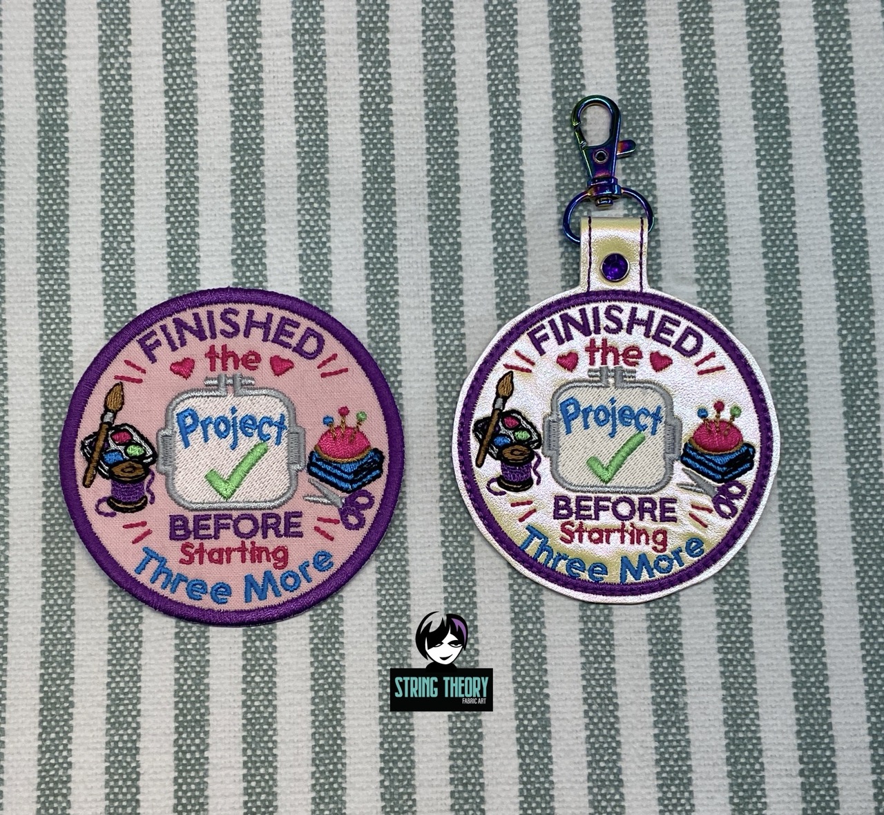 Adult Crafter Finished the Project ITH fob patch machine embroidery design