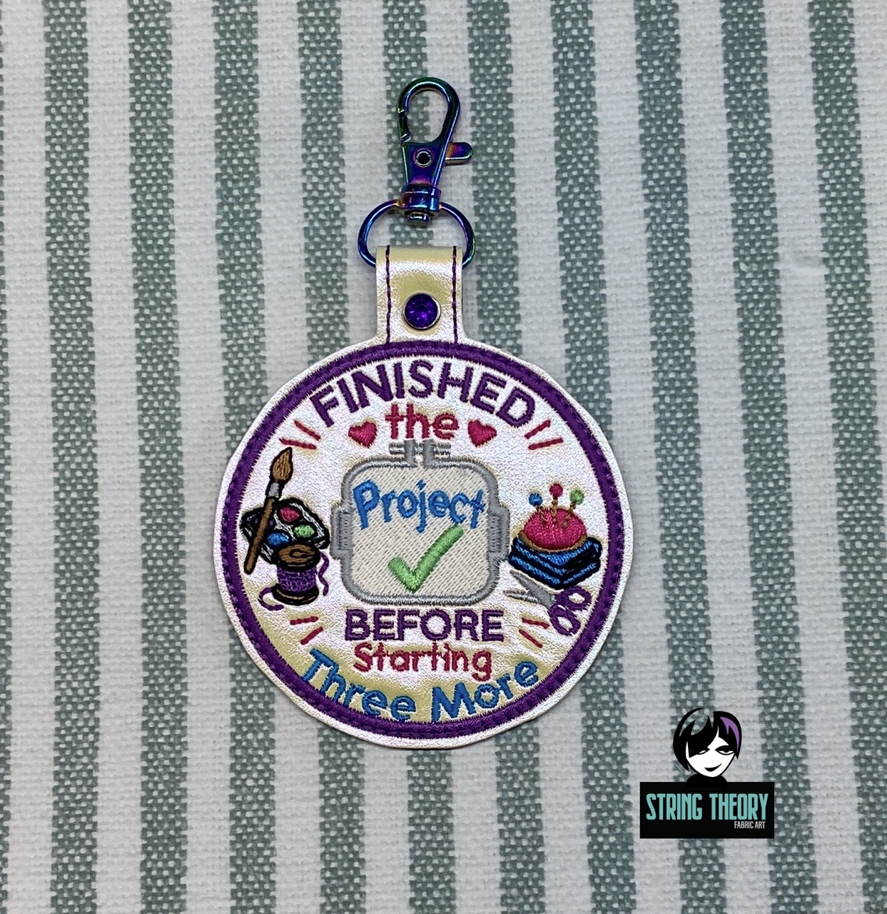 Adult Crafter Finished the Project ITH fob patch machine embroidery design