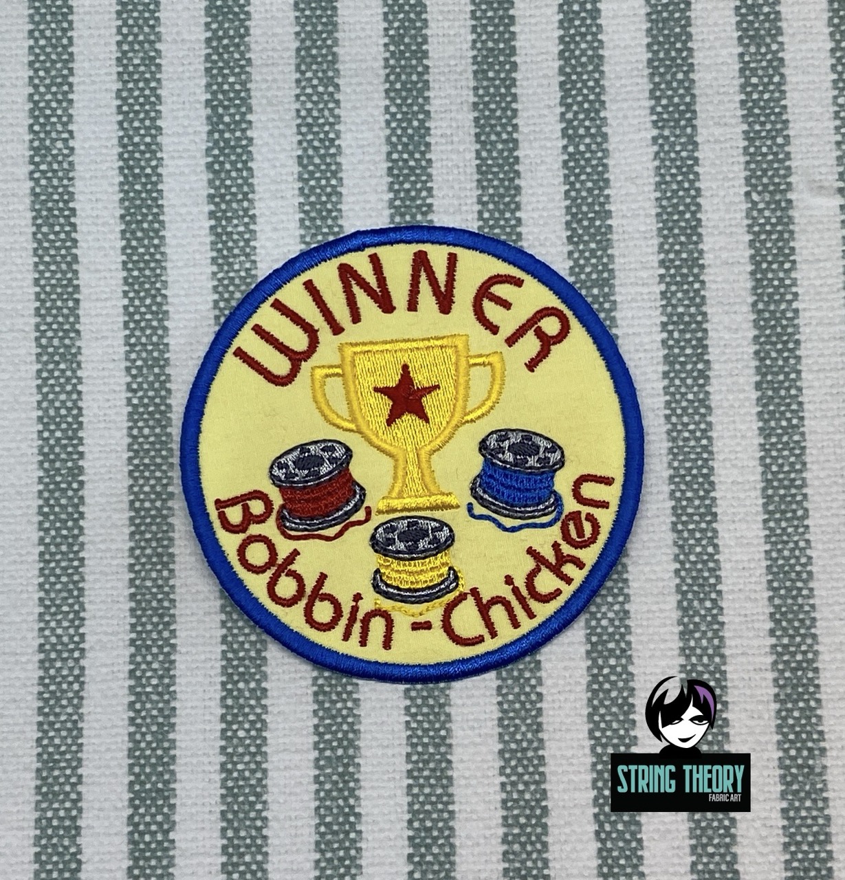 Adult Crafter Winner Bobbin Chicken ITH fob patch machine embroidery design