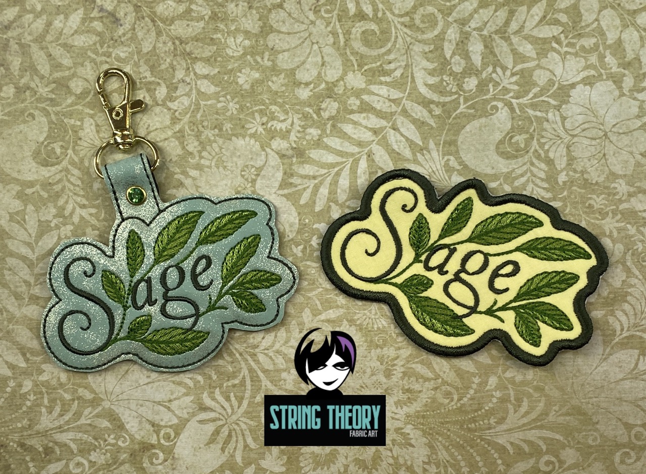 Practical Magic - Sage ITH fob patch Machine Embroidery Design