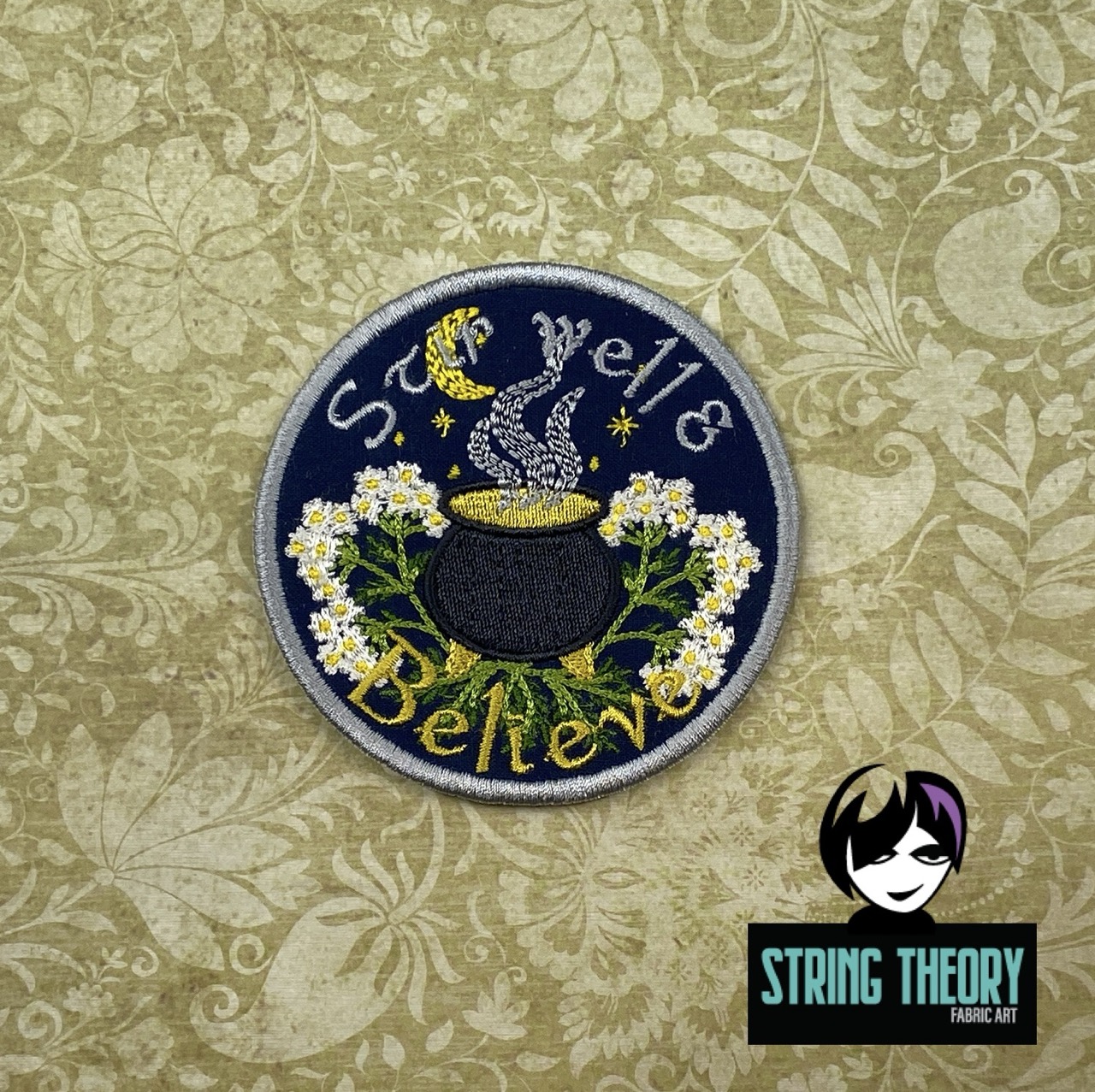 Practical Magic - Stir Well & Believe patch fob ITH Machine Embroidery Design