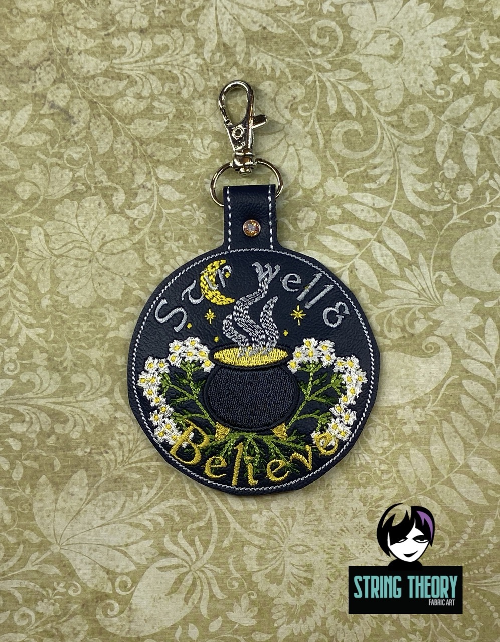 Practical Magic - Stir Well & Believe patch fob ITH Machine Embroidery Design