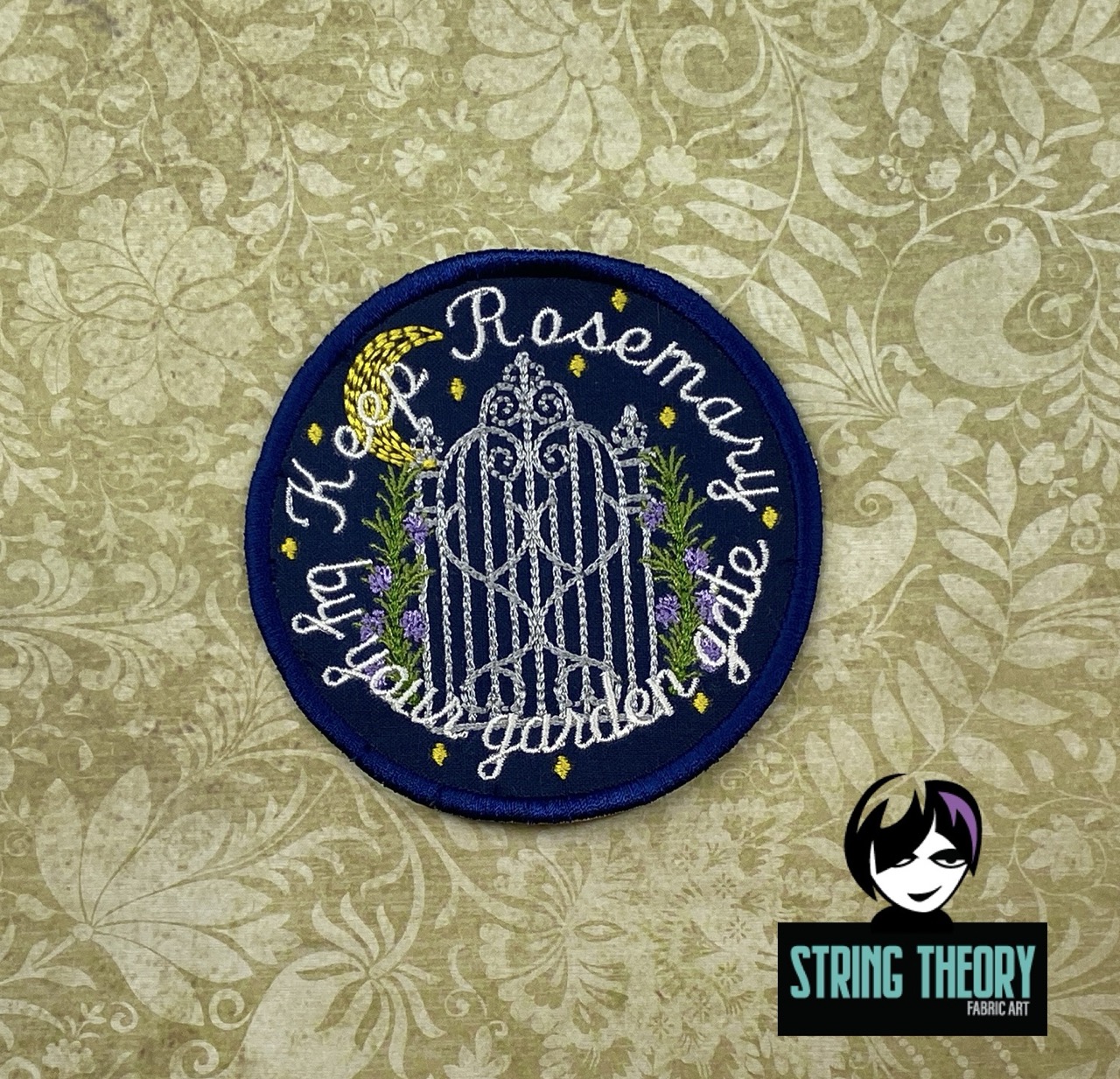 Practical Magic - Rosemary Garden Gate patch fob ITH Machine Embroidery Design