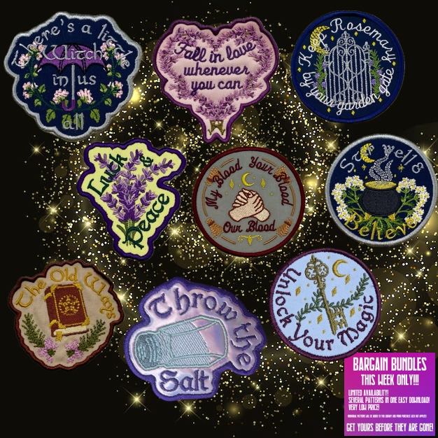 Practical Magic Patch Set 2 ITH Machine Embroidery Design Bundle