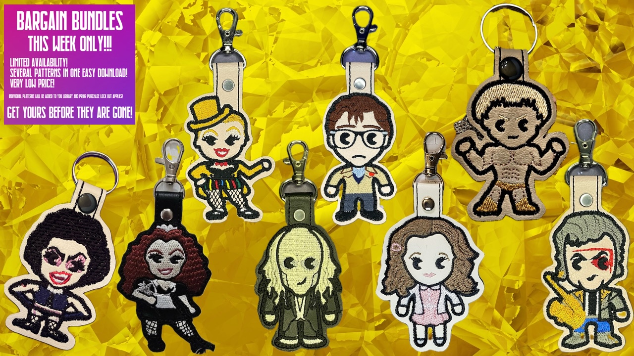 Rocky Horror Picture Show Fob set machine embroidery bundle