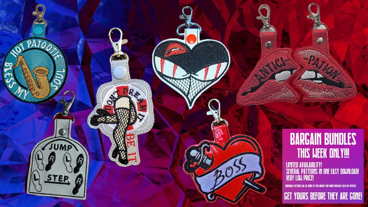 Rocky Horror Picture Show fob set machine embroidery bundle