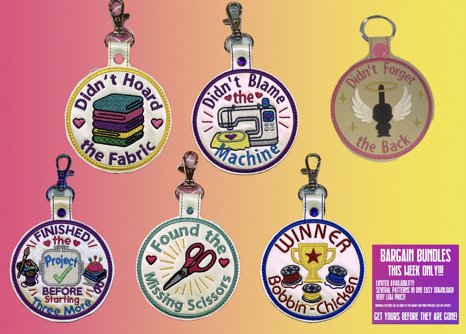 Adult Crafter Badge 1st Edition ITH fob machine embroidery bundle