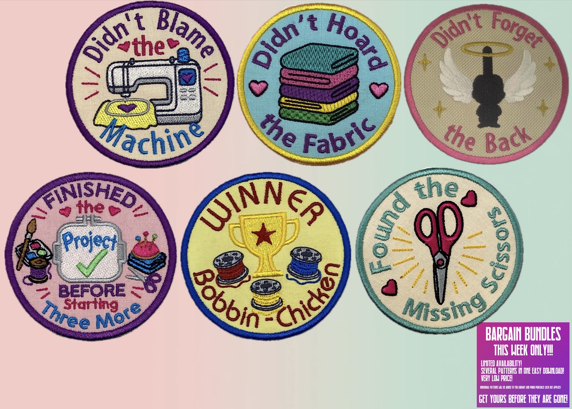 Adult Crafter Badge 1st Edition ITH patch machine embroidery bundle
