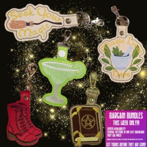 Practical Magic Fob Set 4 Machine Embroidery Fob Bundle