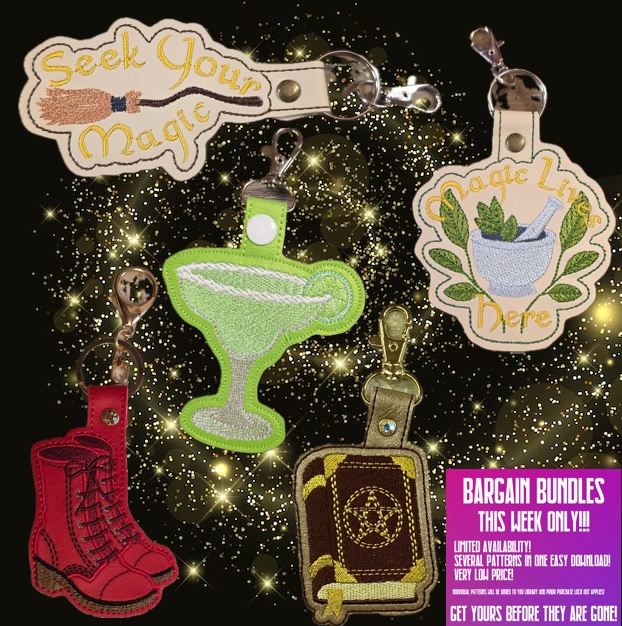 Practical Magic Fob Set 4 Machine Embroidery Fob Bundle