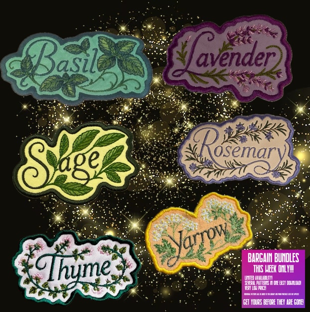 Practical Magic Magical Herbs Machine Embroidery Patch Bundle