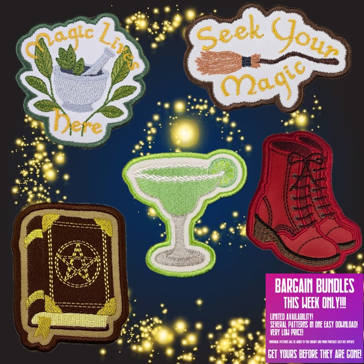 Practical Magic - Patch Set 4 Machine Embroidery Patch Bundle