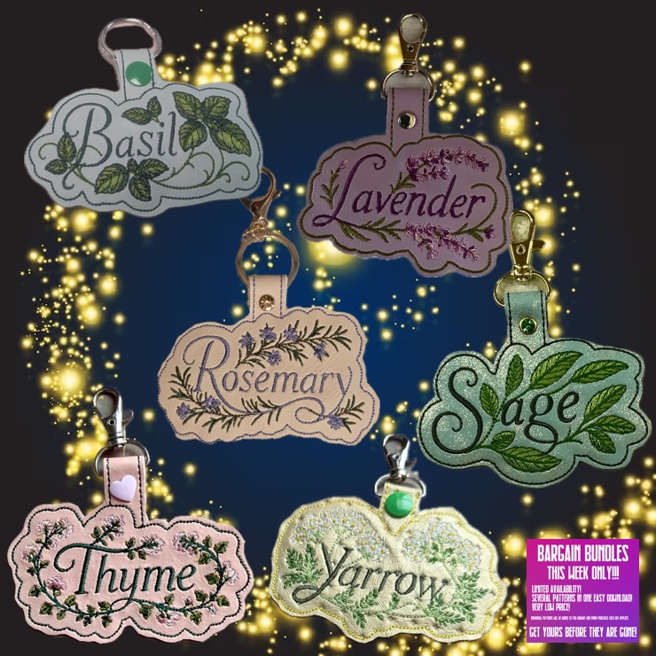 Practical Magic Magical Herbs Machine Embroidery Fob Bundle