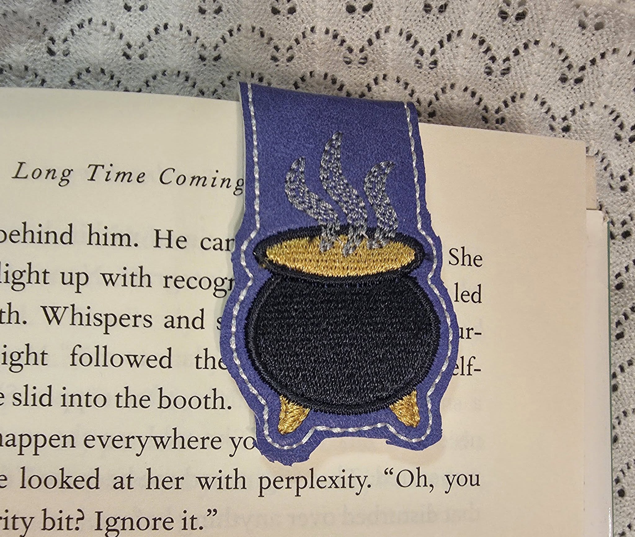 Practical Magic – Cauldron Fold Over Bookmark ITH in the hoop Digital Download for Machine Embroidery Pattern, Design (4x4 Hoop) - Image 4