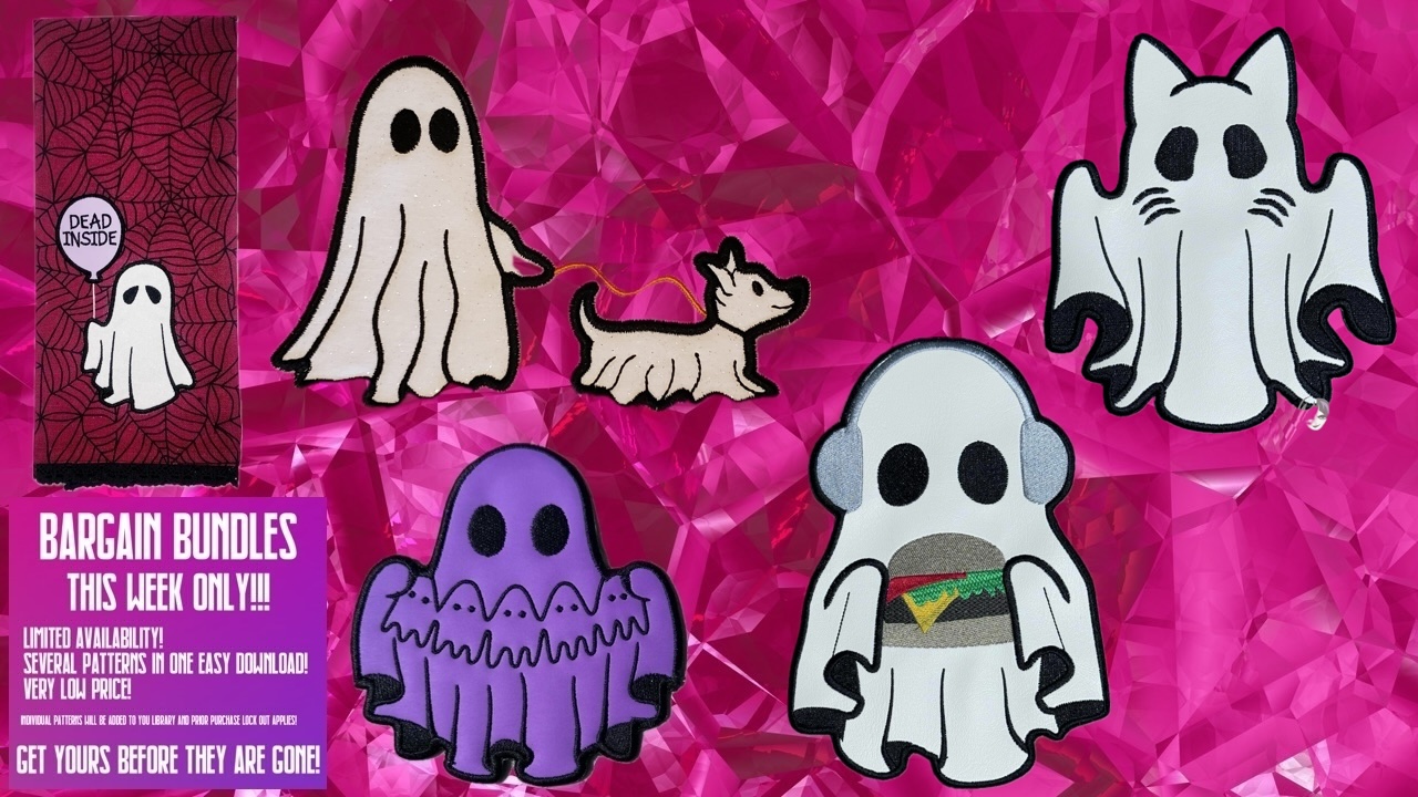 Ghost 8x12 set ITH machine embroidery design Bargain Bundle