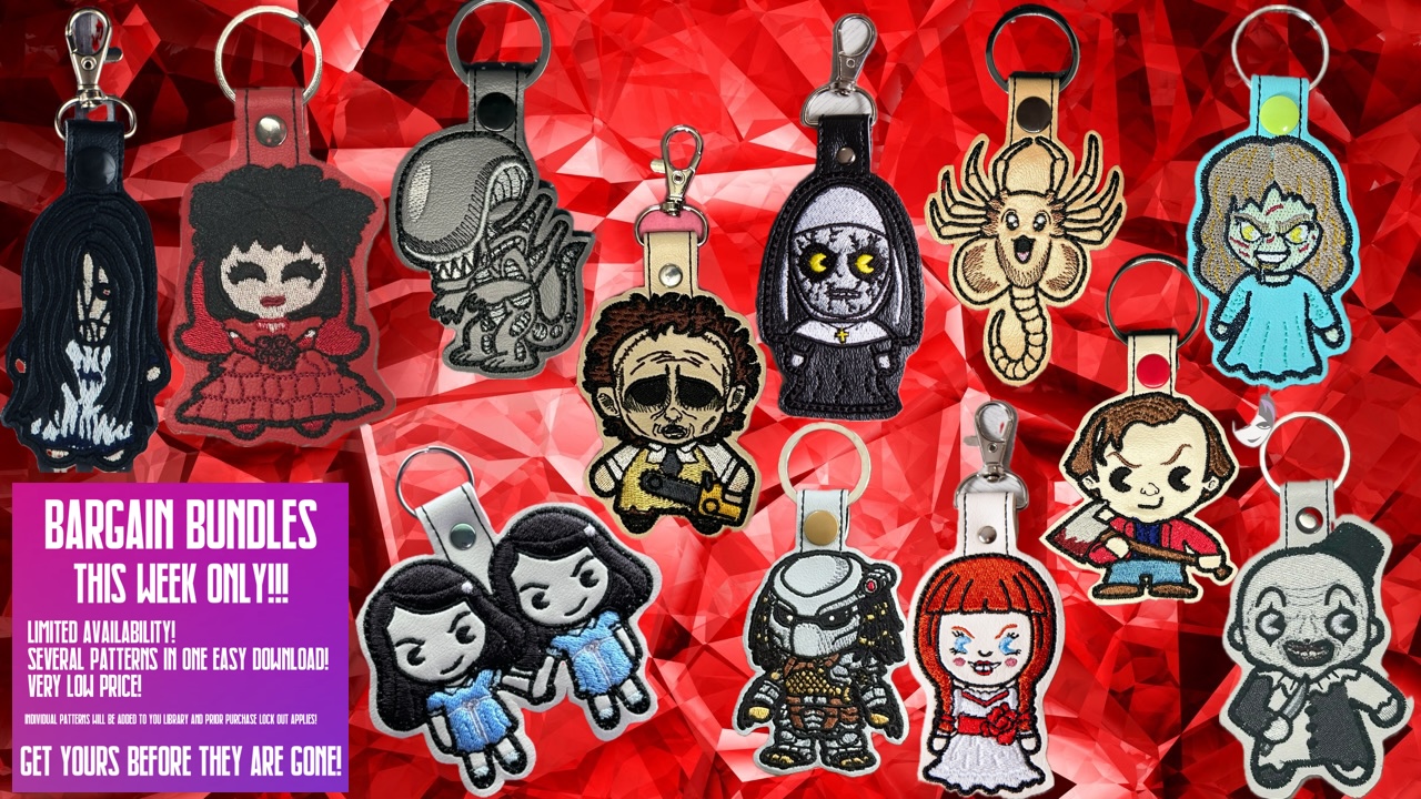Inspired Horror Chibi Fob Bargain Bundle 1 ITH Machine Embroidery Design