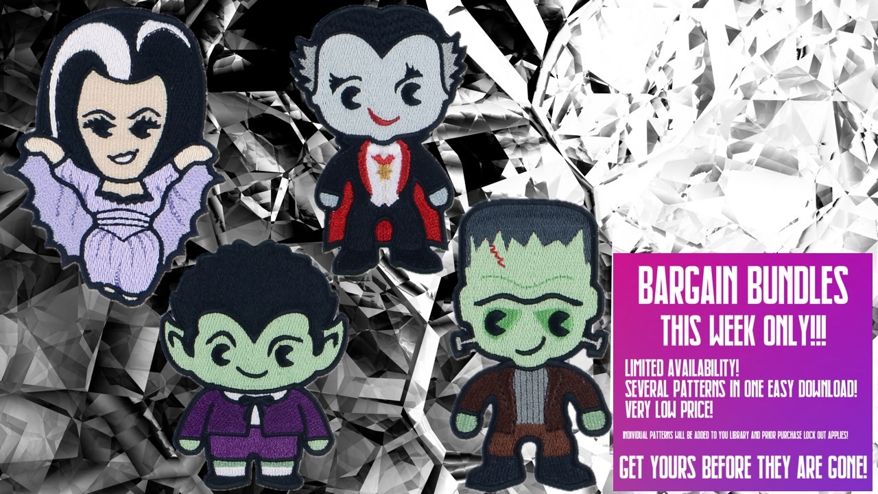 Munster Chibi 4x4 FF Bargain Bundle ITH Machine Embroidery design