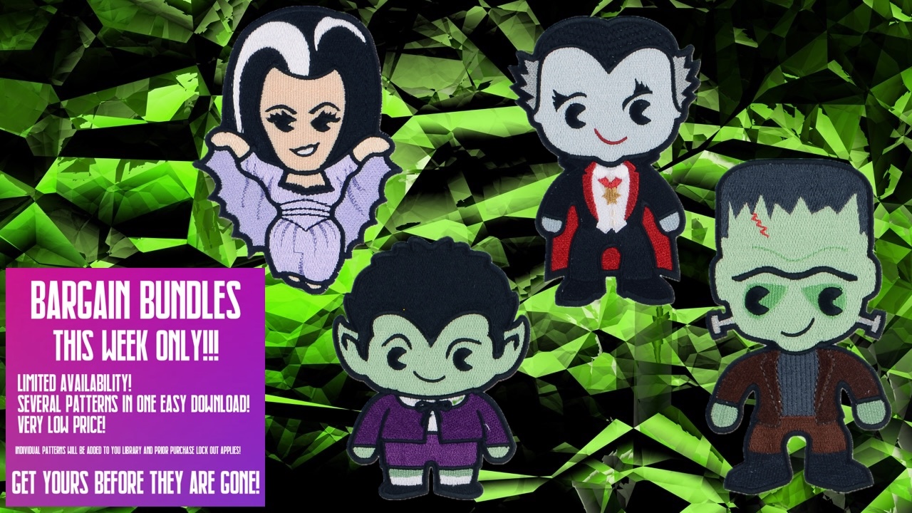Munster Chibi 5x7 FF Bargain Bundle ITH Machine Embroidery design