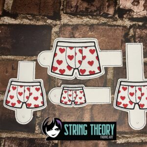DCC Heart Boxers wallet tabs ITH machine embroidery design