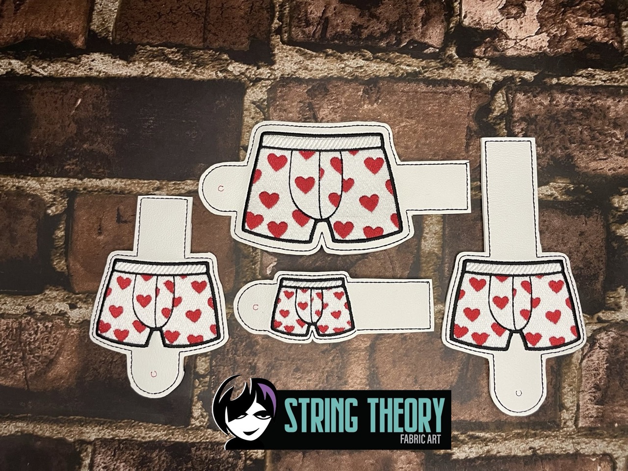 DCC Heart Boxers wallet tabs ITH machine embroidery design